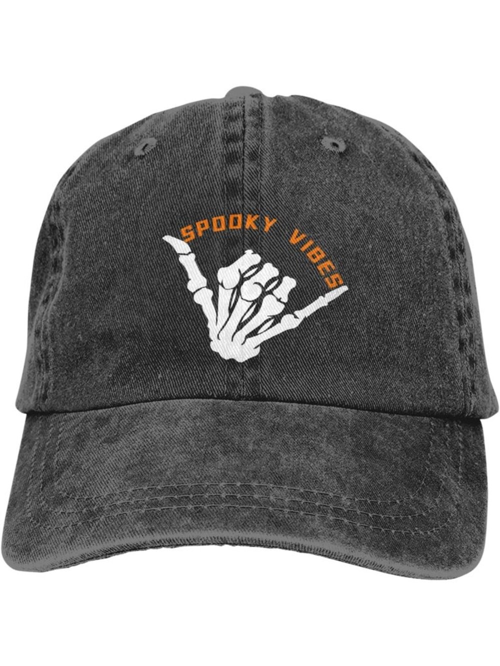 Unisax Black Funny Adjustable Skeleton Hand Vintage Baseball Spooky Vibes Caps